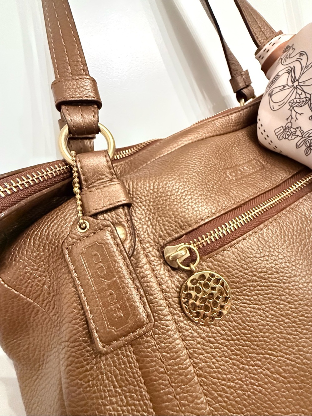 COACH Kristin Metallic Bronze Leather Hobo Bag Style #16808 - Picture 6 of 13